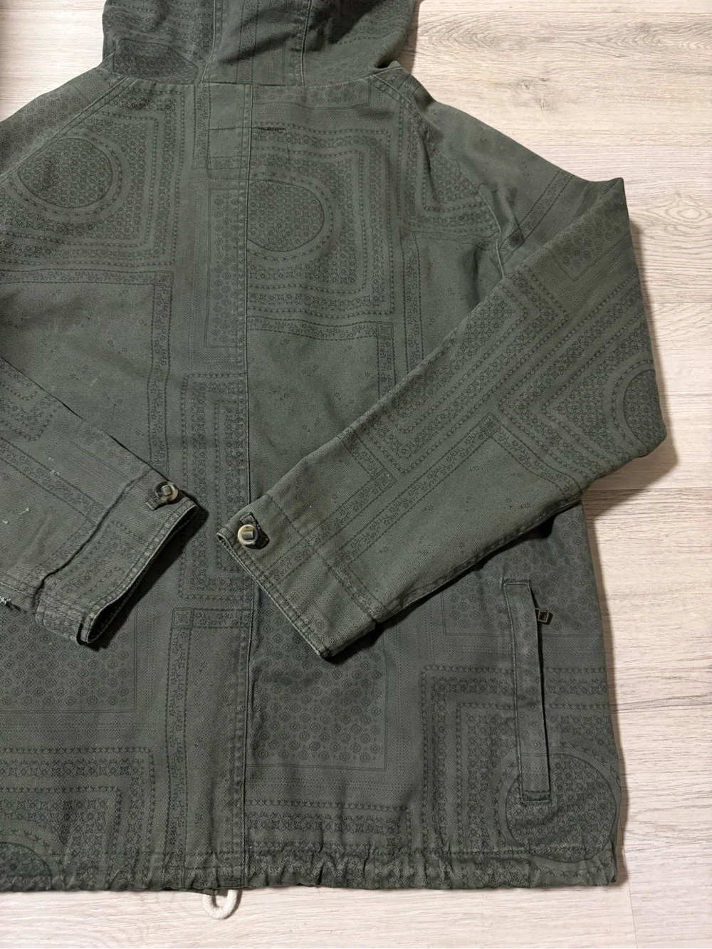 Deus Ex Machina Gordon Jacket Coat In Printed Olive Men’s Size Large Drawstring